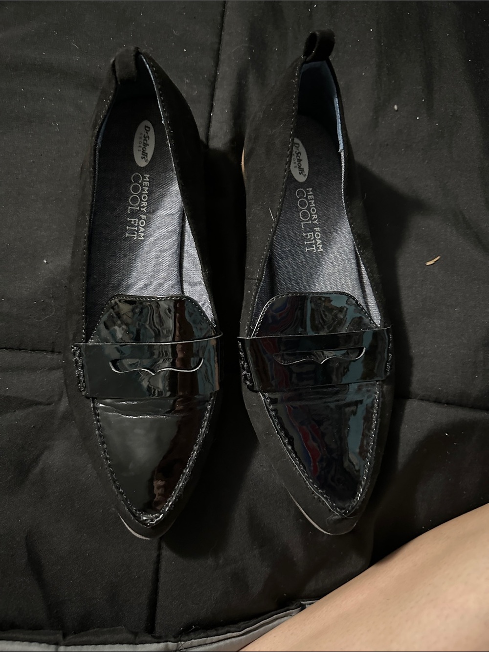 Dr. Scholl's Black Patent Pointed Toe Slip-On Loafers